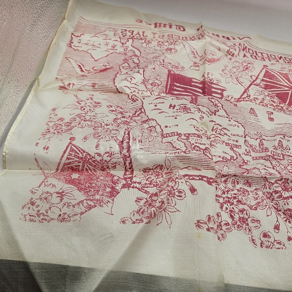 1945 Surrender Of Japan Silk Map Handkerchief Souvenir - Nippon Times 17x17 Used - Picture 2 of 14